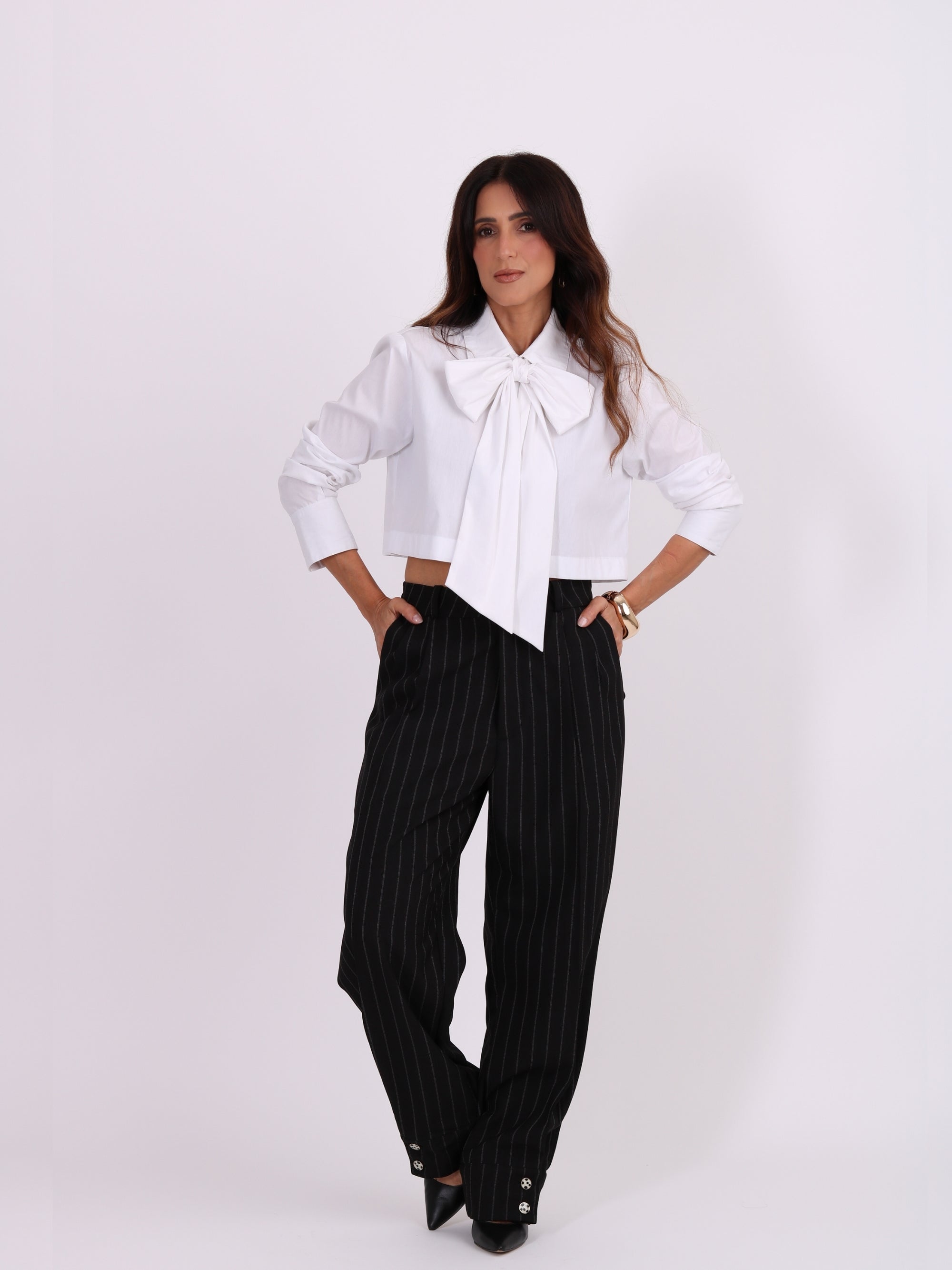Calça Lavínia Risca de giz Preto