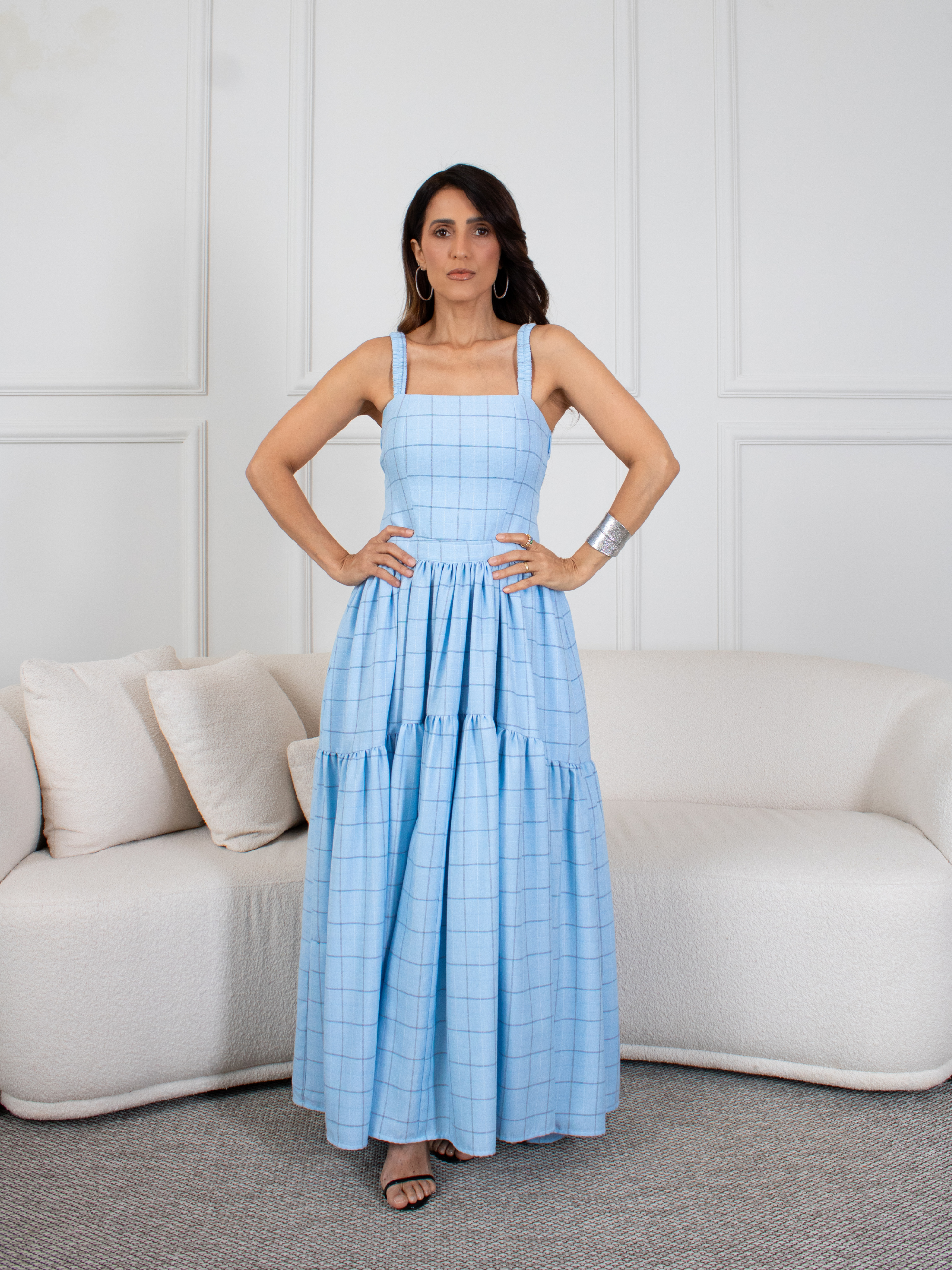 Vestido Livia- Xadrez de Azul