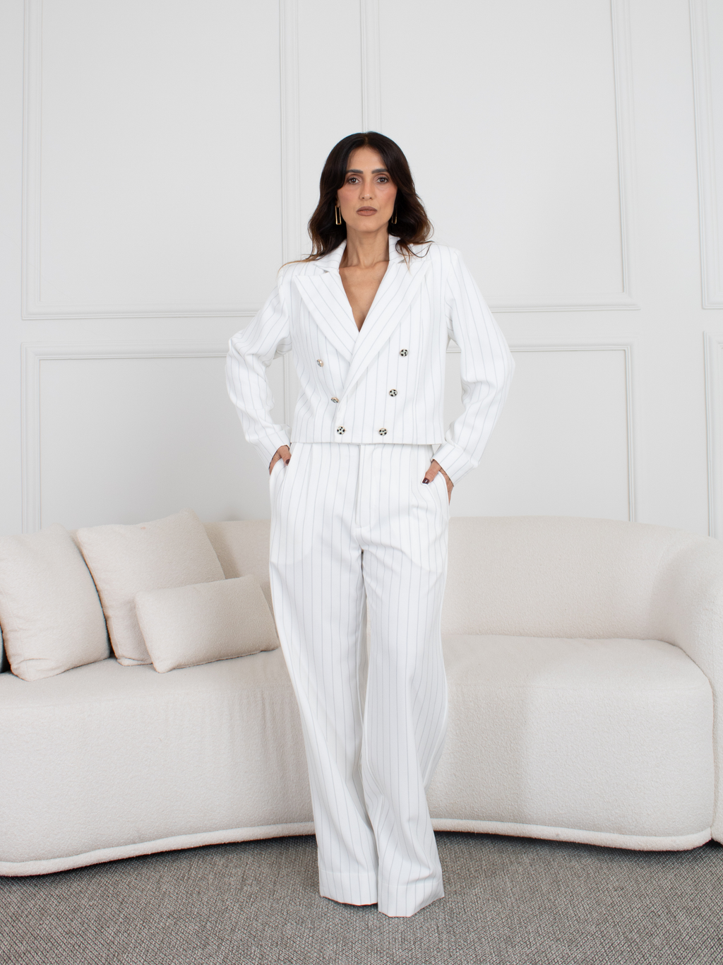 Blazer Risca de giz Branco