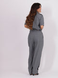 Calça Lavínia Risca de giz Cinza