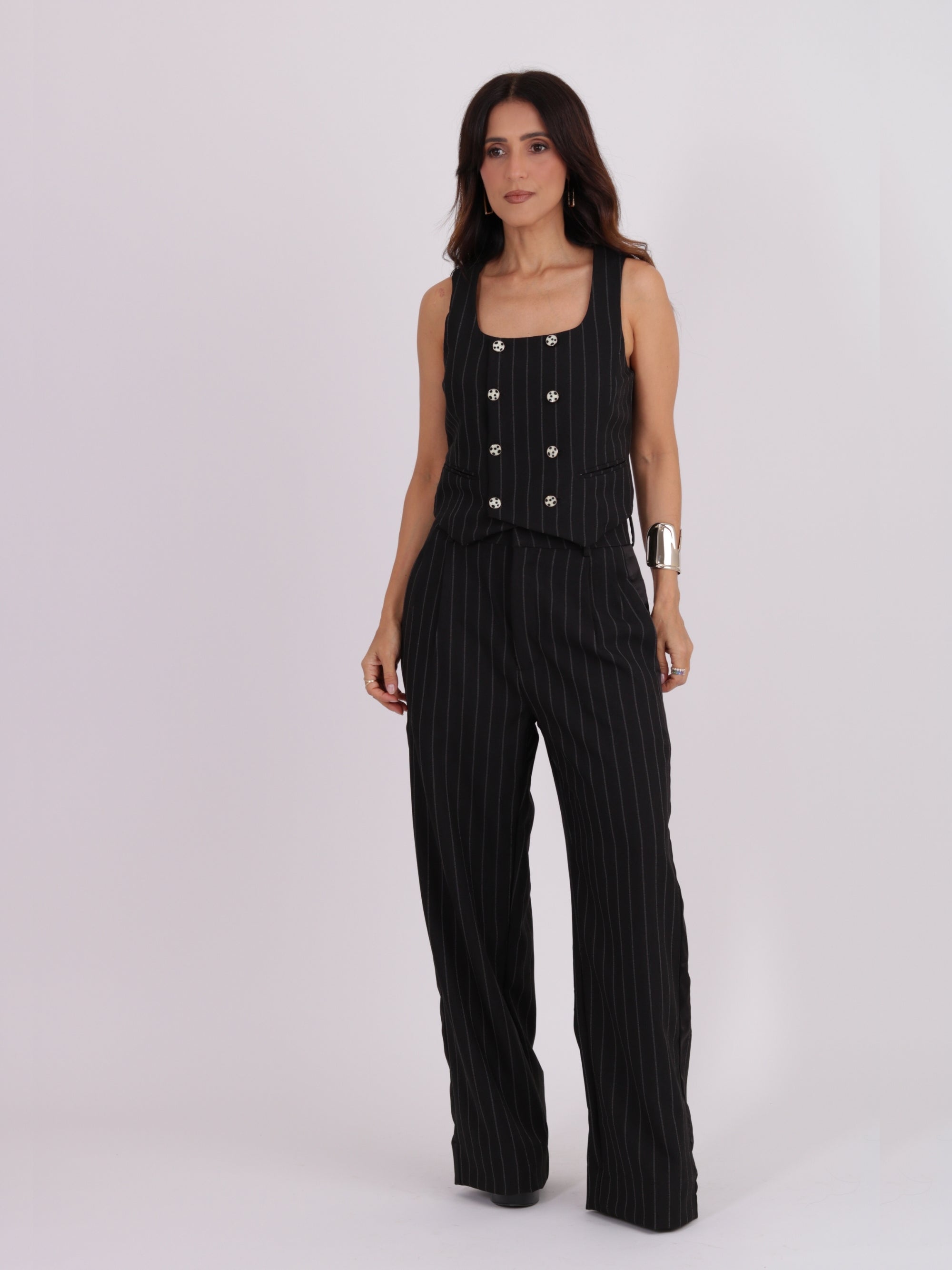 Calça Eva - Risca de giz Preto