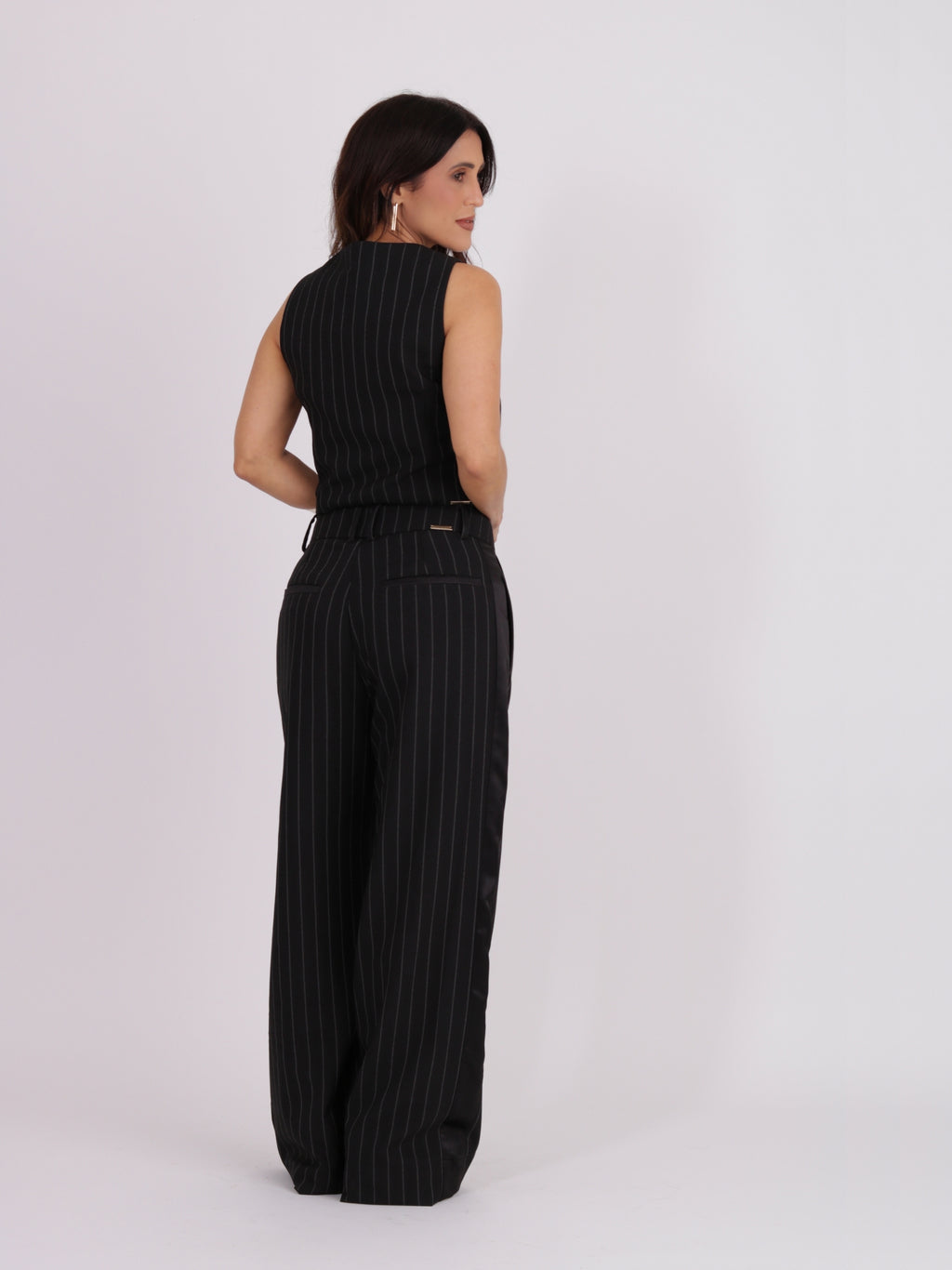 Calça Eva - Risca de giz Preto
