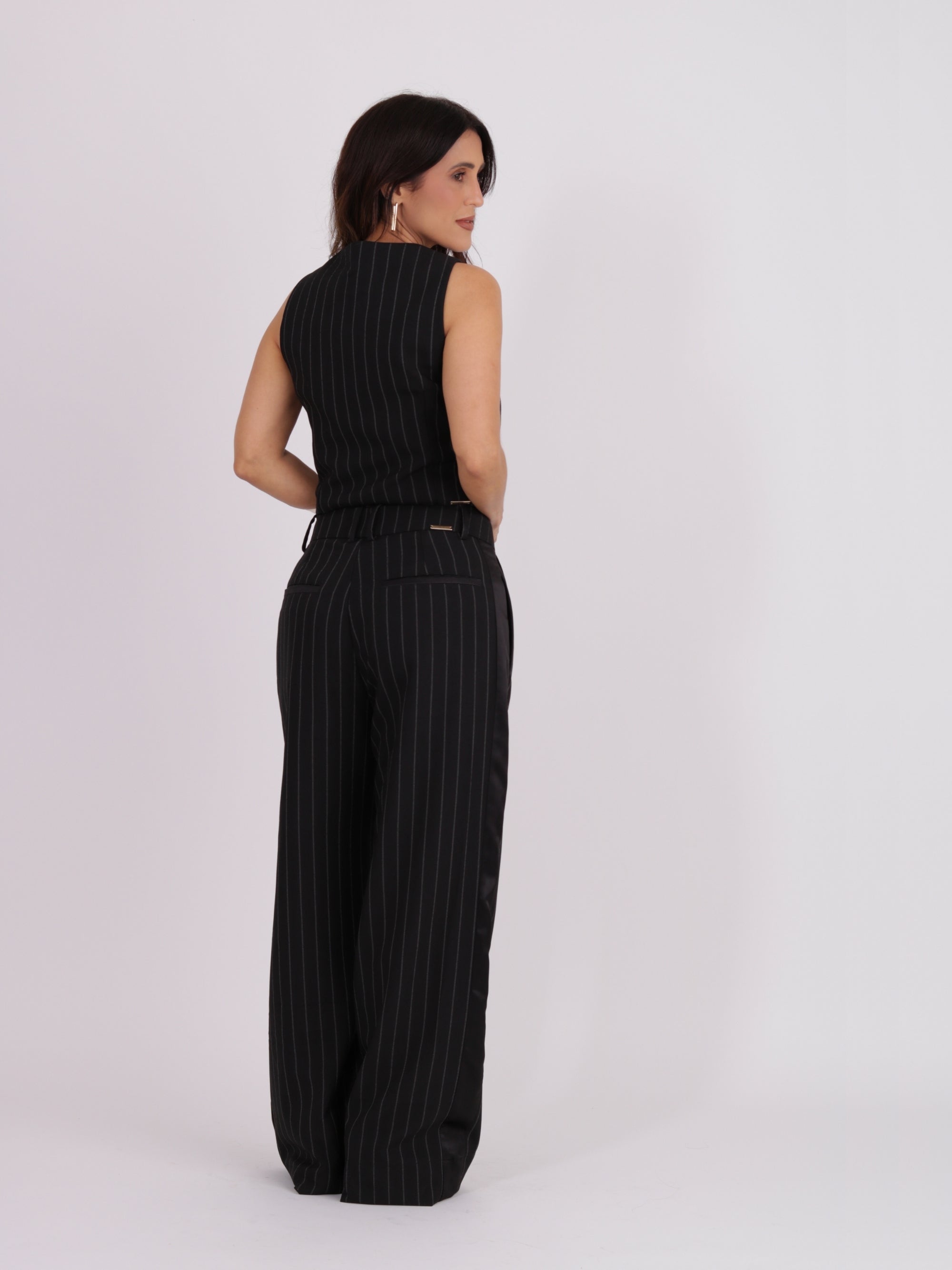 Calça Eva - Risca de giz Preto
