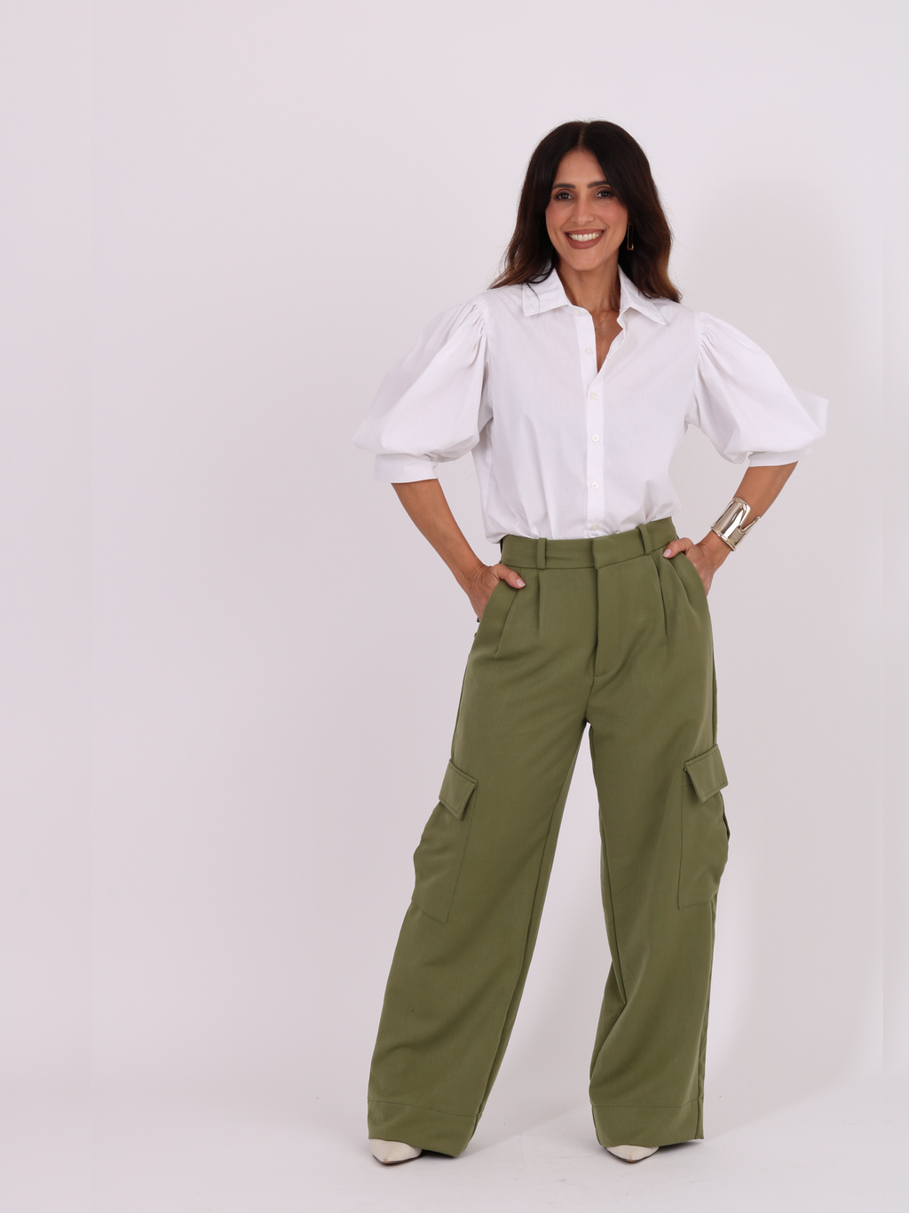 Calça Alfaiataria Cargo - Verde Oliva