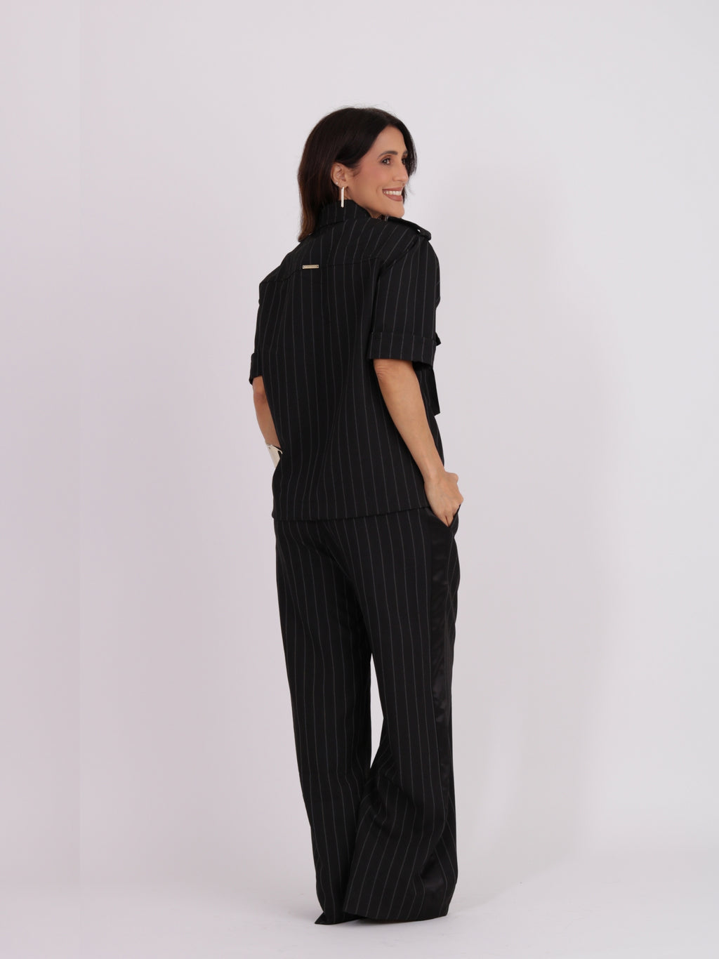 Calça Eva - Risca de giz Preto