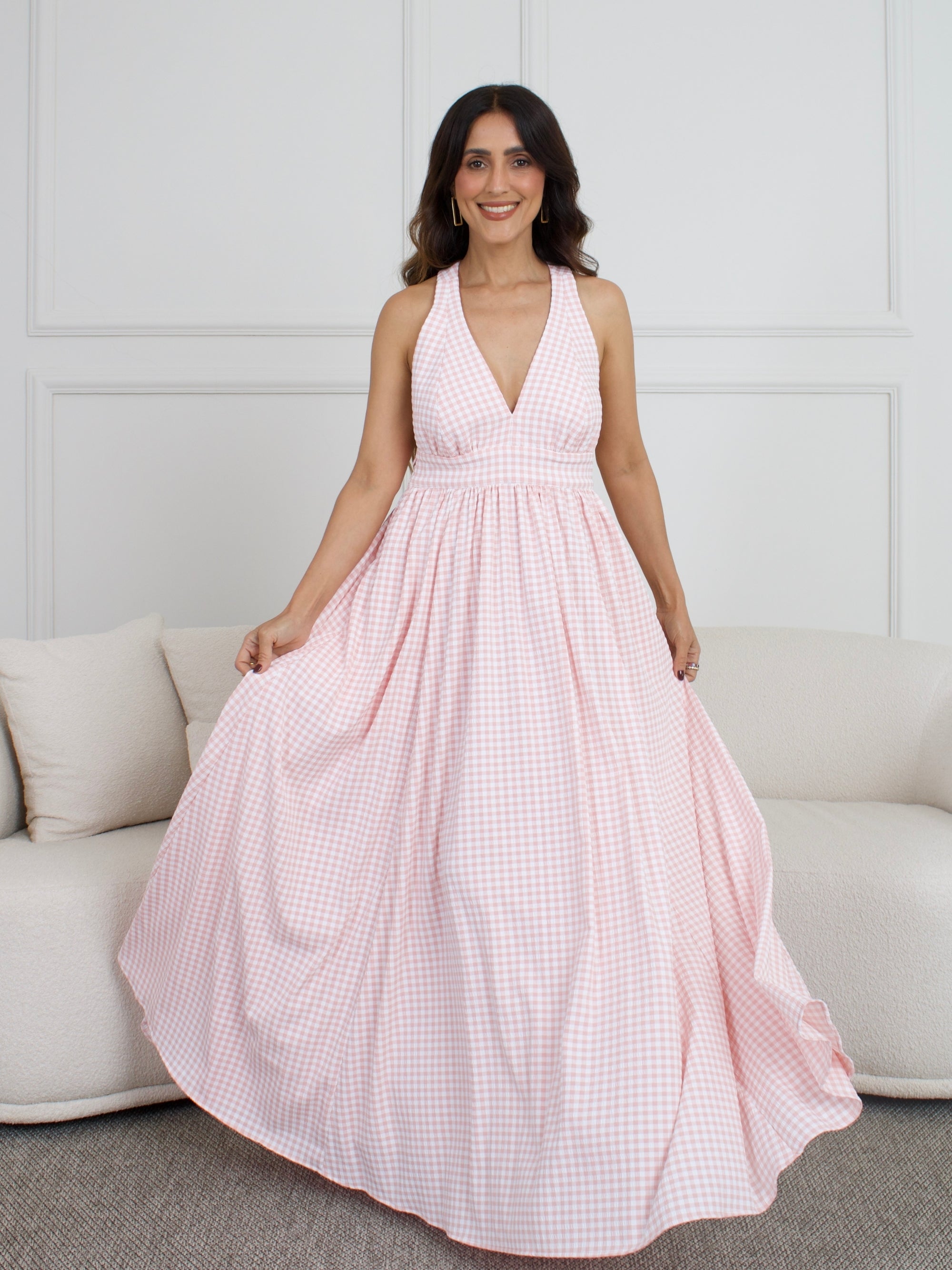Vestido Emilly - Xadrez Vichy Rosa