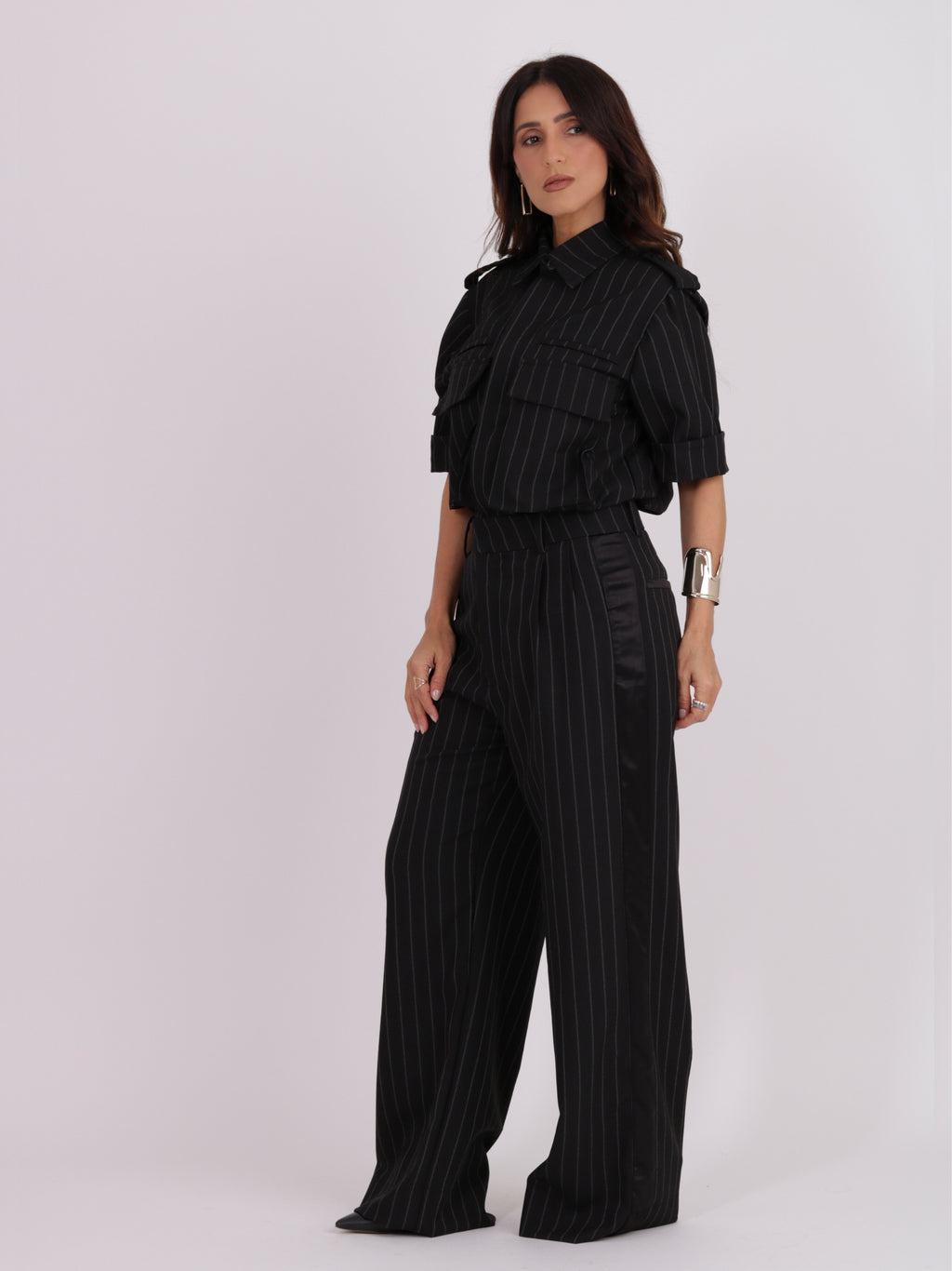 Calça Eva - Risca de giz Preto