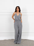 Calça pantalona Amanda - Cinza Mescla