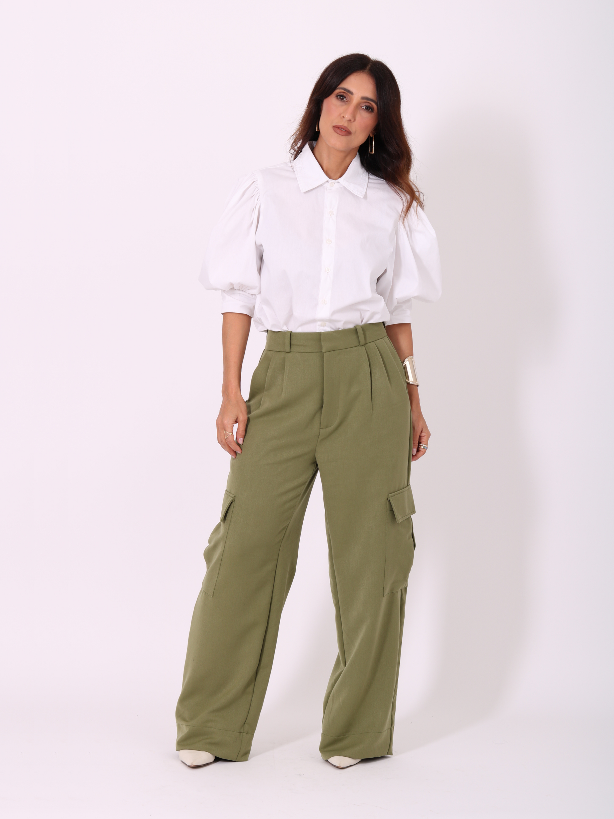 Calça Alfaiataria Cargo - Verde Oliva