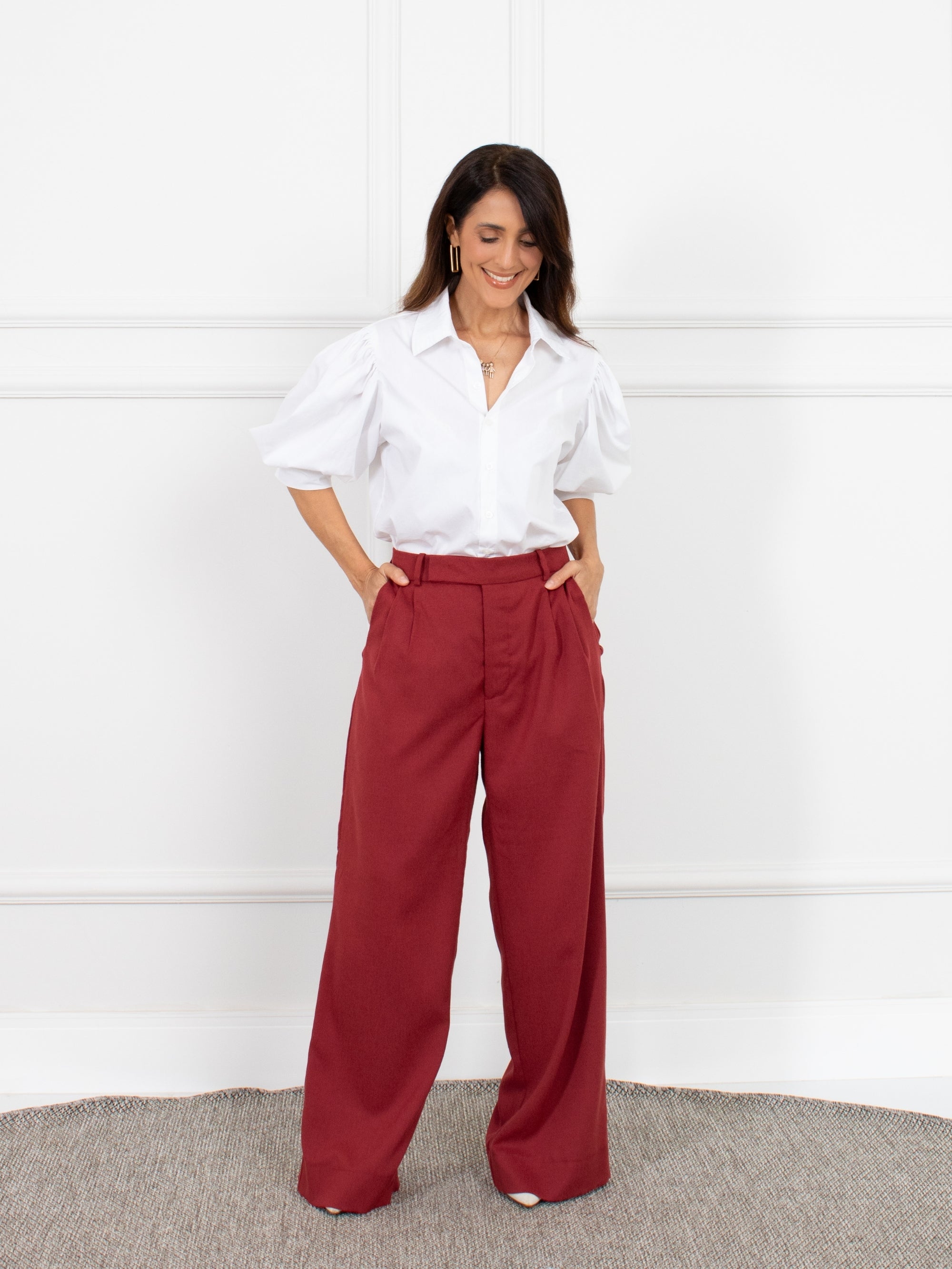 Calça pantalona Amanda - Vinho