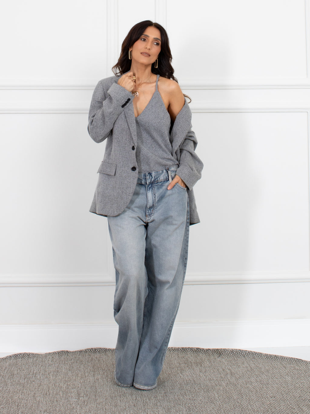 Blazer Ester - Cinza Mescla