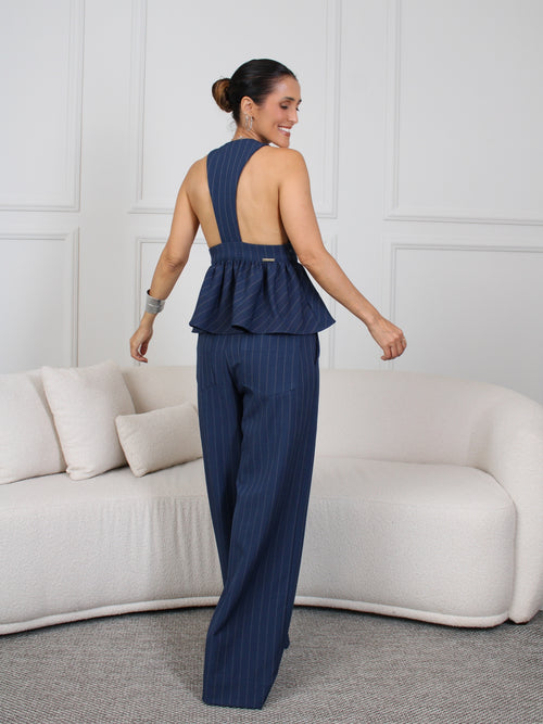 Blusa Emilly - Risca de giz Azul