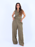 Calça Com elástico Patricia   - Xadrez verde