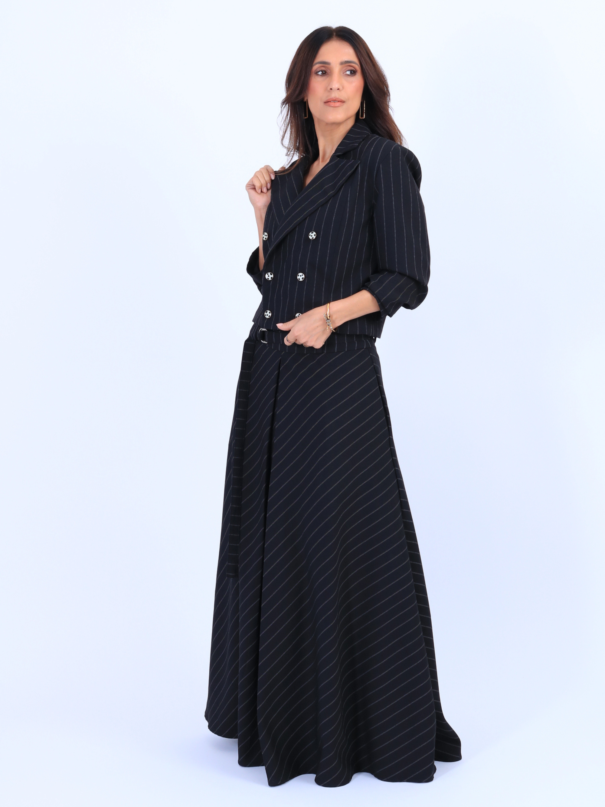 Blazer Risca de giz Preto